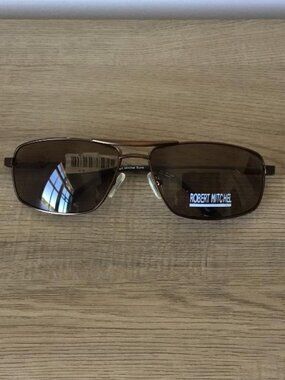 Robert Mitchel Men's Rectangular Navigator Aviator Sunglasses Brown Tinted Lense